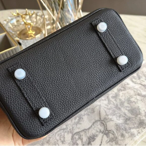 Black genuine leather women's handbag | Silver Hardware SHW | Available 2 Sizes - Picture 5 of 8